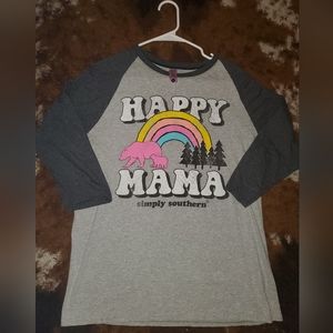 Simply Southern Large Happy MaMa Half Sleeve Shirt